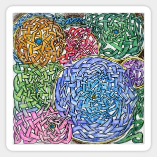 Abstract Circle Knotwork in Ink and Watercolor Pencil Sticker